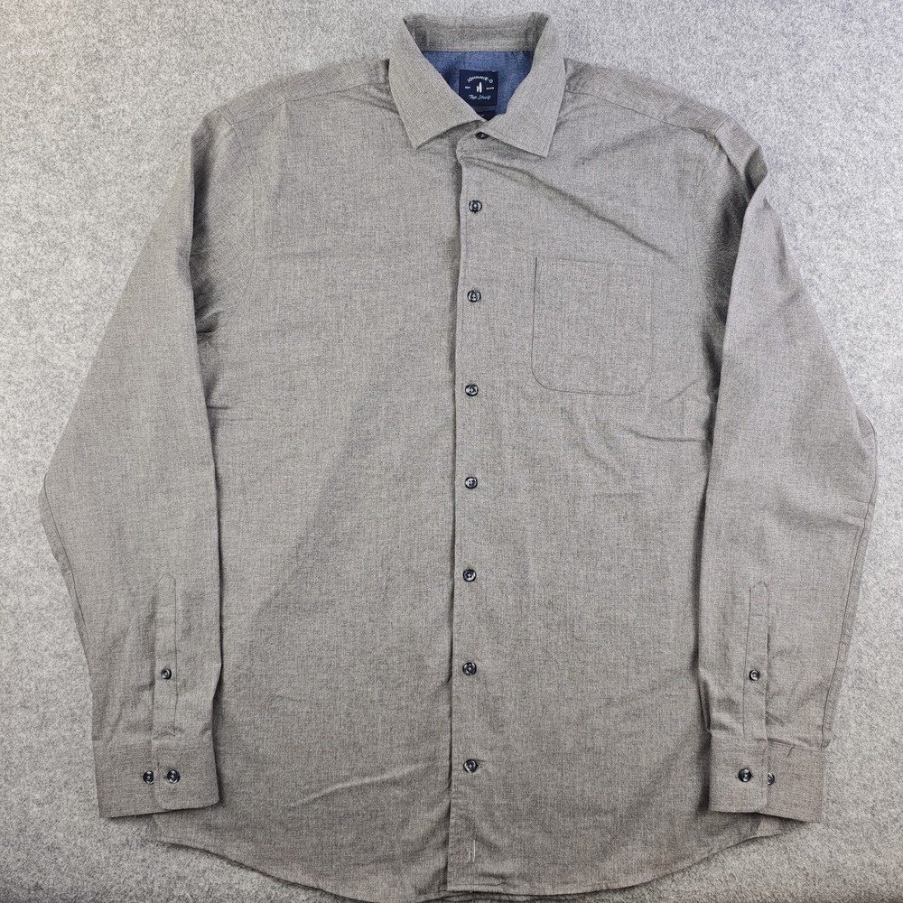 Johnnie O Top Shelf Shirt Mens Large Gray Solid Long Sleeve Button Up Cotton